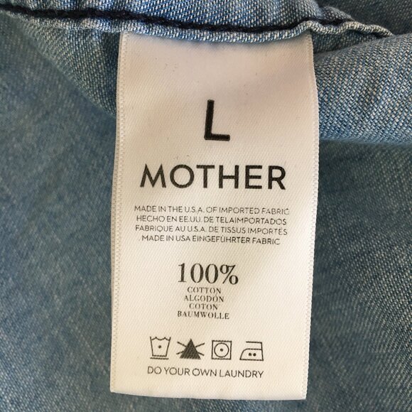 MOTHER Snap Button ALL My EX'S Picking Up The Piece Long Sleeve Chambray Shirt - Picture 2 of 16